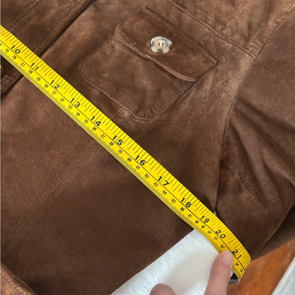 Women’s Vintage Denver Hayes Brown Suede Belted Buttoned Safari Jacket Large - Picture 11 of 12